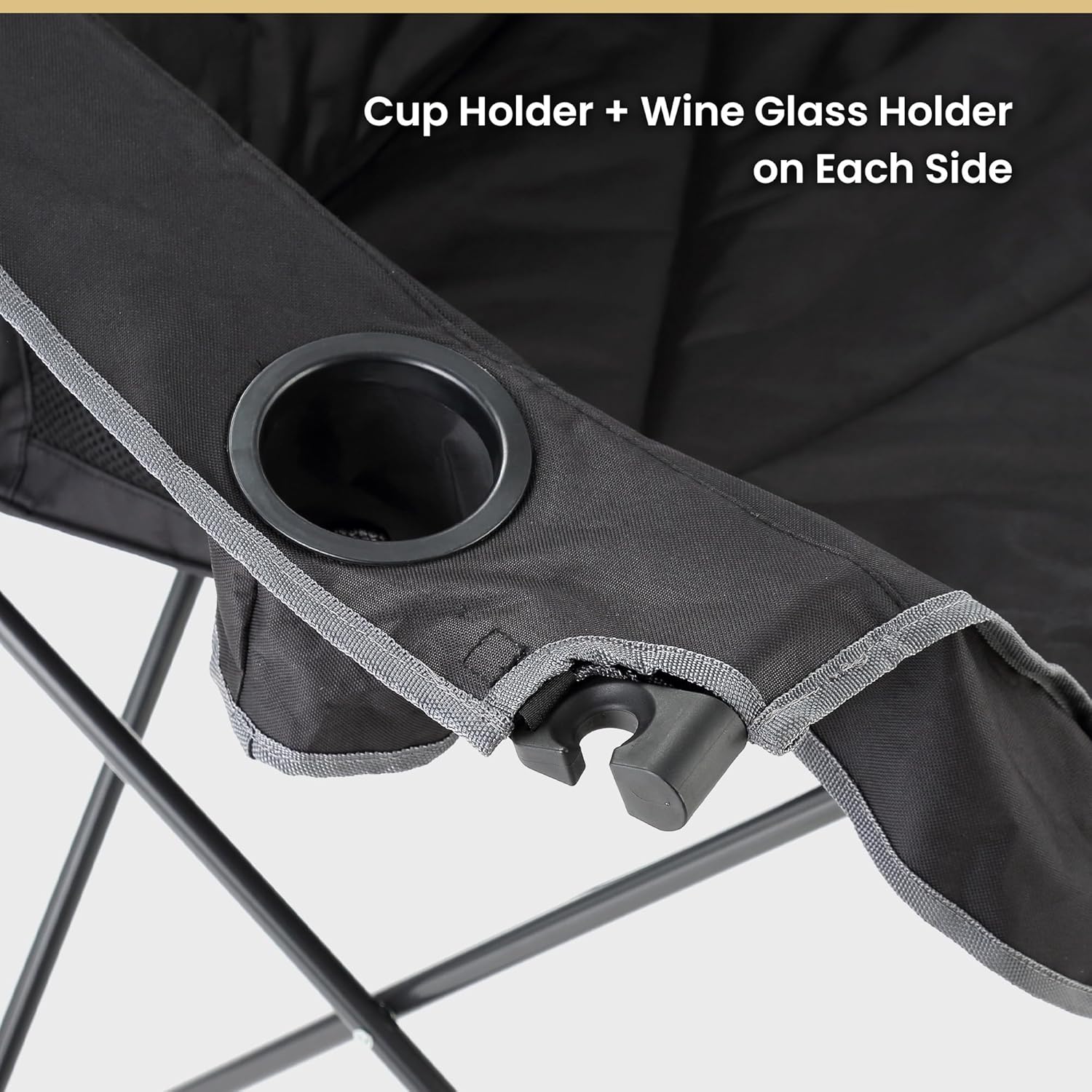 ARROWHEAD OUTDOOR Portable Folding Double Duo Camping Chair Loveseat w/ 2 Cup & Wine Glass Holder, Carrying Bag, Supports up to 500lbs - Image 5