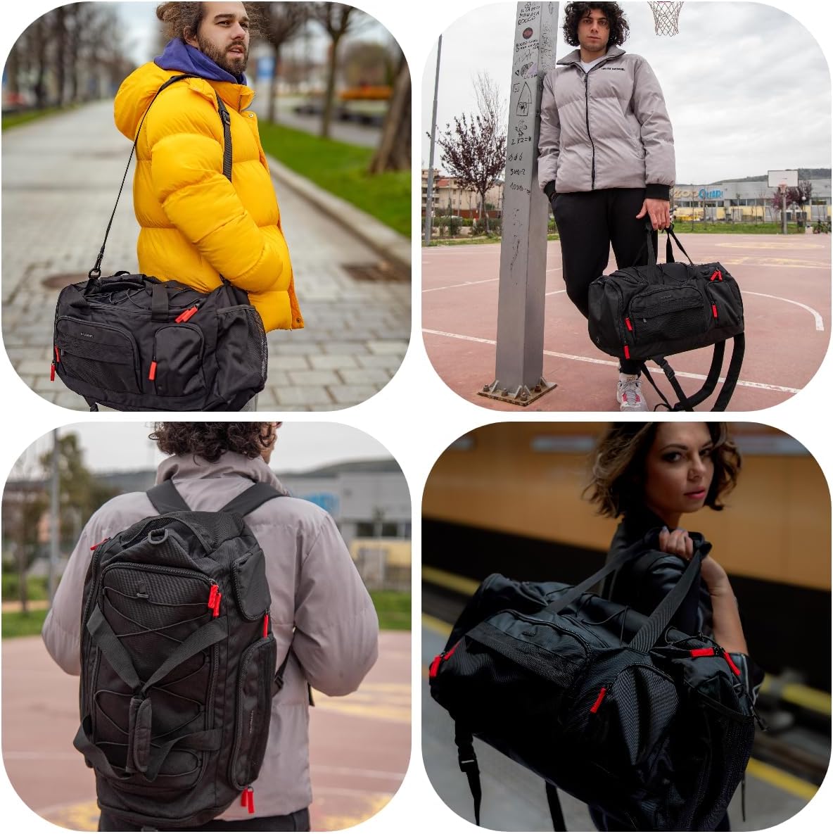 Gym Bag for Women & Men, 35L Sports Travel Duffel Bag with Shoe Laptop Compartment,Anti-Theft Carry On Weekender Bag for Airplane,Workout Overnight Backpack for Travel,Black - Image 2