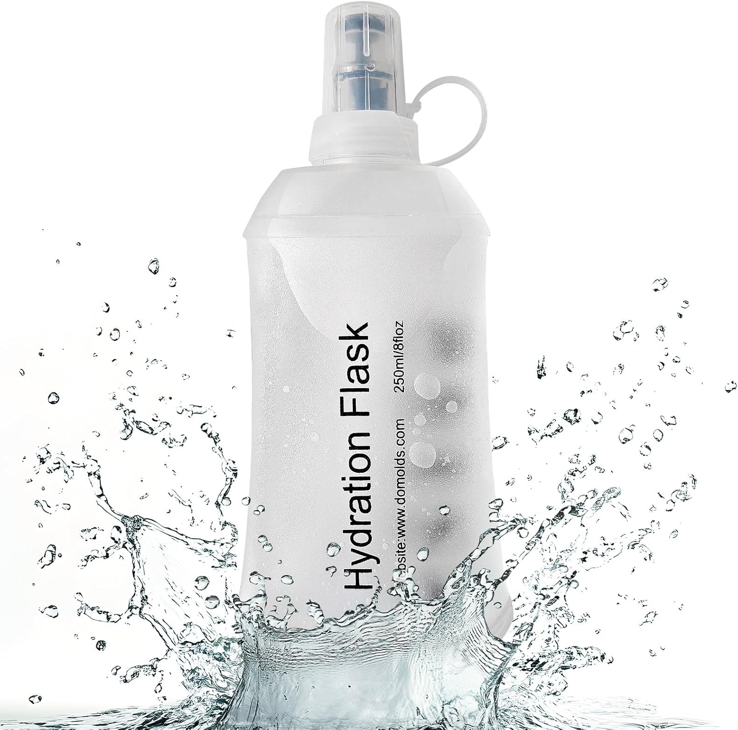 FR 250ml Soft Flask, Collapsible Soft Water Bottle for Hydration Packs – Running & Hiking Folding Water Bottle (White)