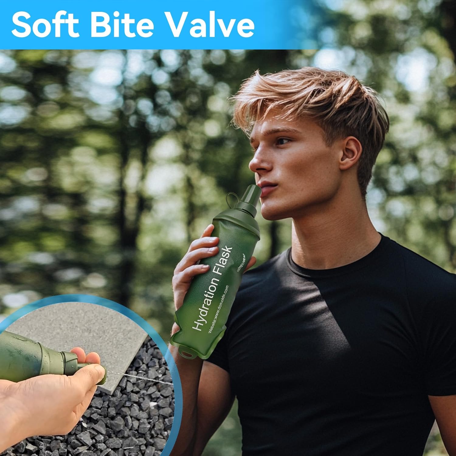 FR 250ml Soft Flask, Collapsible Soft Water Bottle for Hydration Packs - Running & Hiking Folding Water Bottle (White) - Image 4