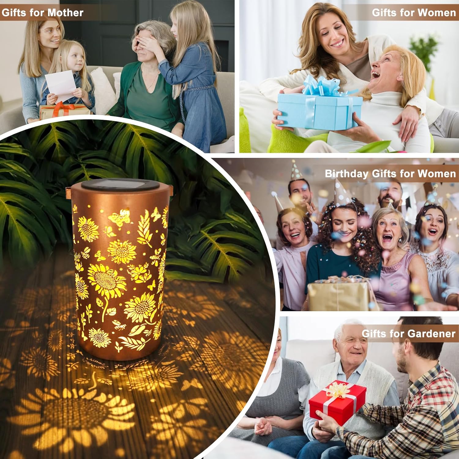 Sunflower Solar Lanterns Outdoor Waterproof Hanging Lights Garden Decor, Hanging Sunflower Birthday Gifts for Women Mom Grandma, Metal Solar Lantern for Yard Patio Porch Balcony - Image 6