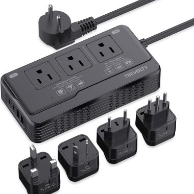 2000W Voltage Converter US to Europe – 7-in-1 Power Converter Adapter Combo with EU/UK/IT/AU Plugs, 220V to 110V Converter with 3 AC Outlets, 2 USB & 2 Type-C Ports for Travel