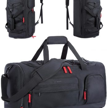 Gym Bag for Women & Men, 35L Sports Travel Duffel Bag with Shoe Laptop Compartment，Anti-Theft Carry On Weekender Bag for Airplane,Workout Overnight Backpack for Travel,Black